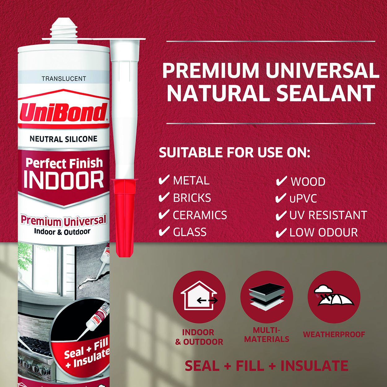 UniBond Perfect Finish Indoor Translucent General Purpose Sealant 300ml