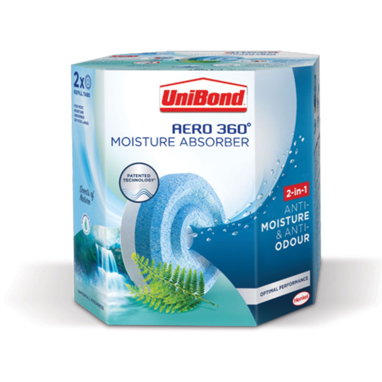 UniBond Aero 360 Waterfall Freshness Refills x2