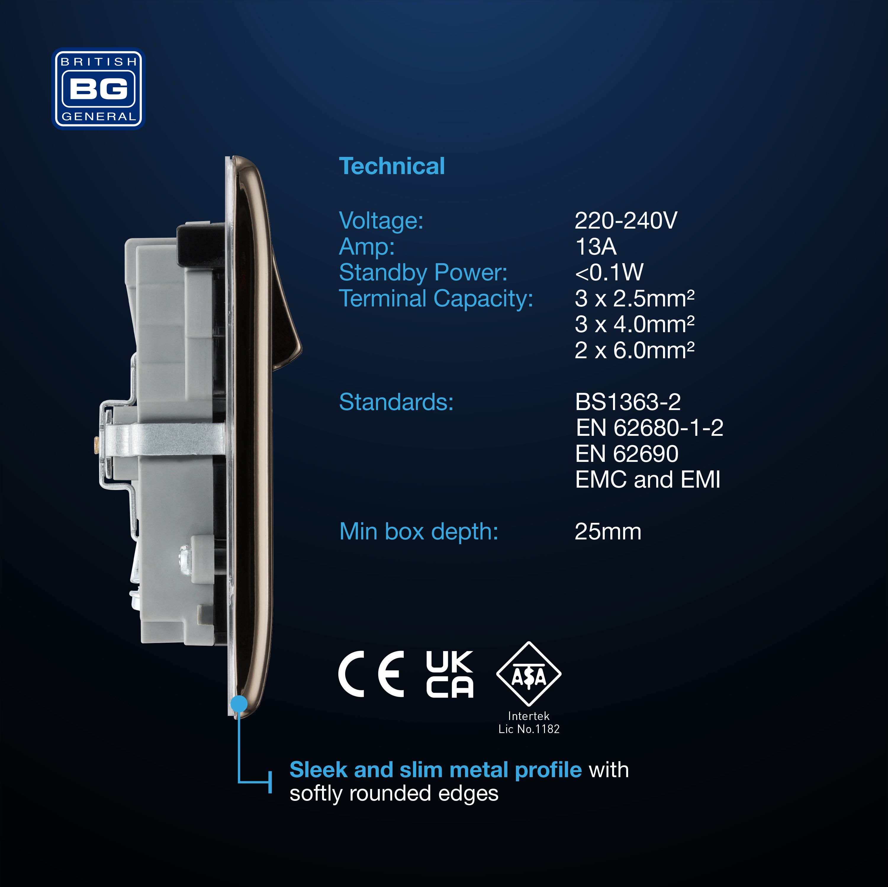 BG Nexus Polished Chrome 13A Double Socket with USB A + C