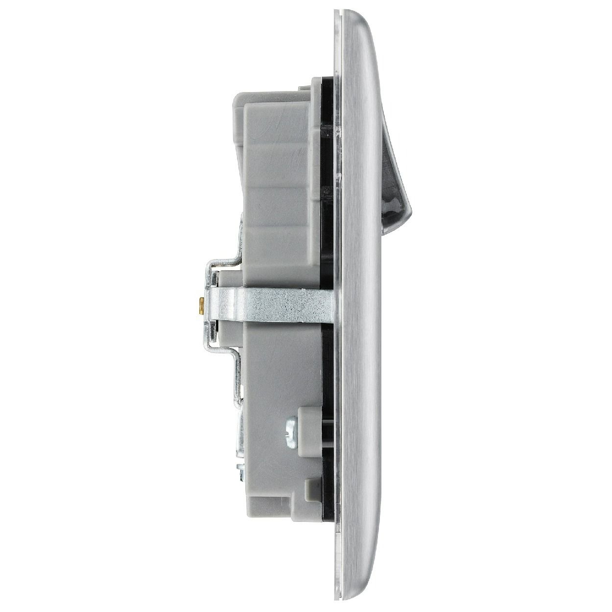 BG Nexus Brushed Steel 13A Double Switched Socket with 2 x USB A