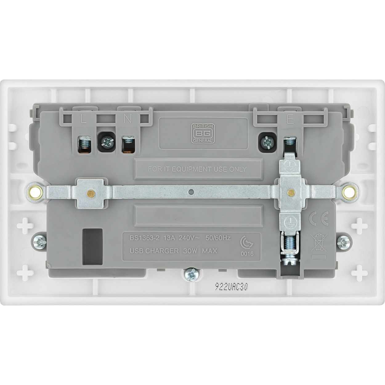 BG Square Edge 13A Double Switched Socket with USB A + C