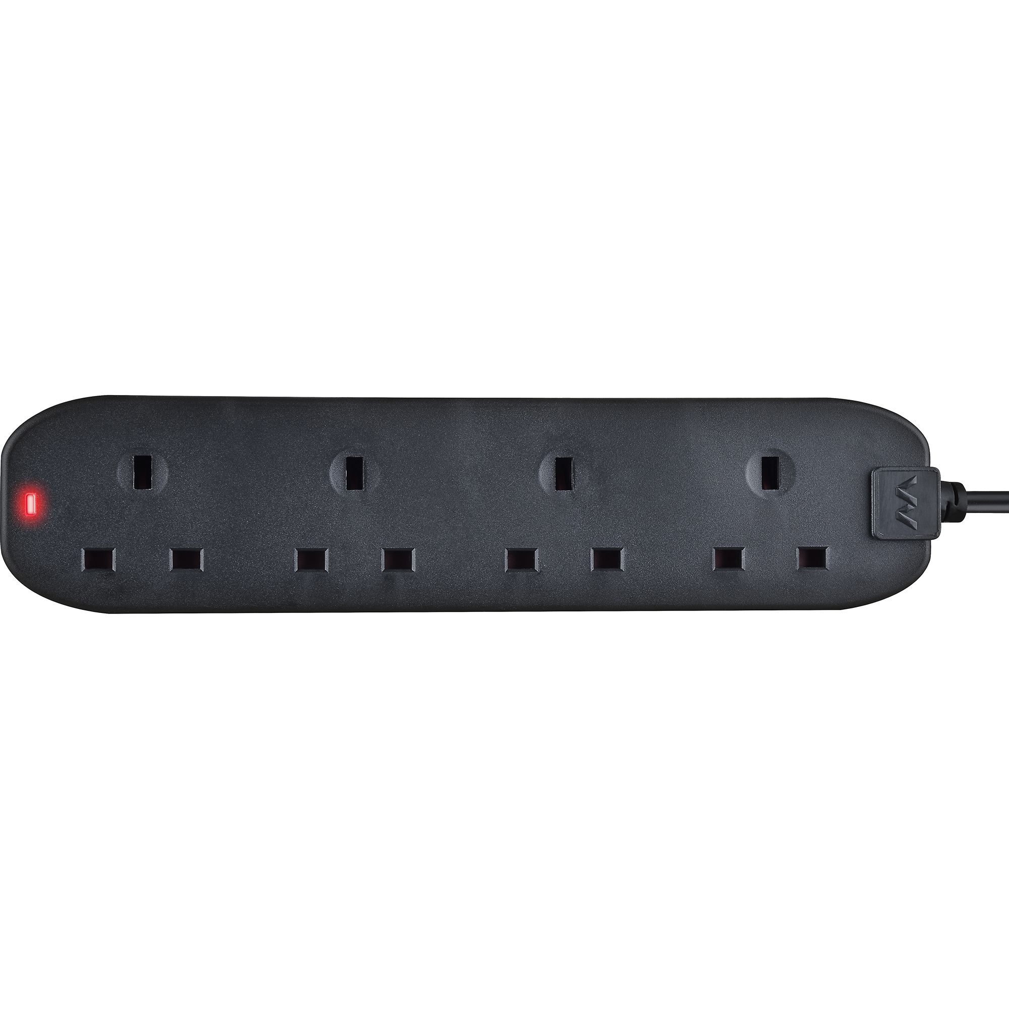 Masterplug Black Four Socket Extension Lead 2m