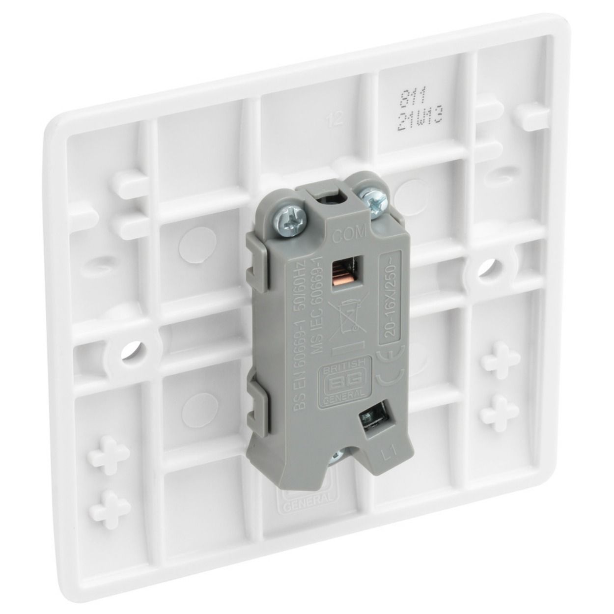 BG White Moulded 20A Single Switch, 1 Way