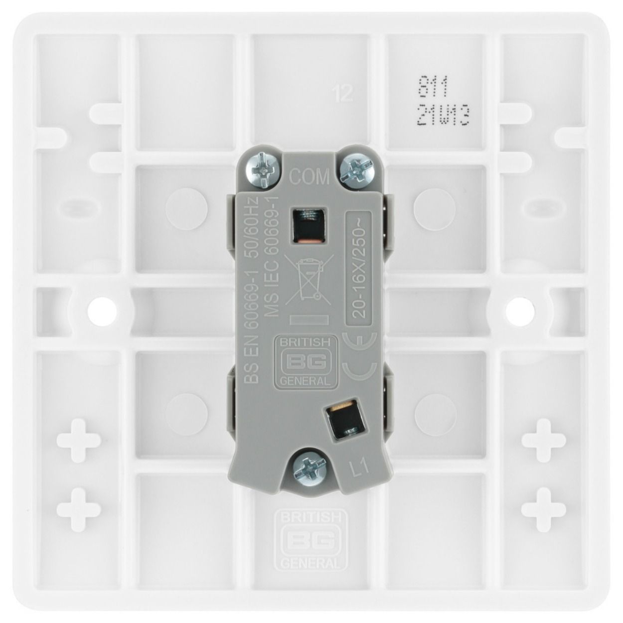 BG White Moulded 20A Single Switch, 1 Way