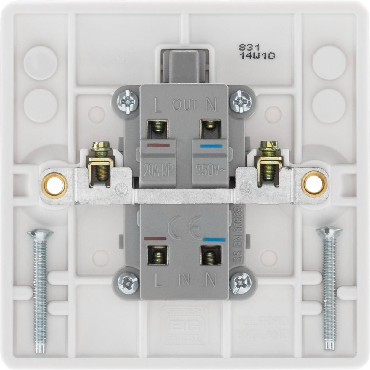 White Moulded 20A Double Pole Switch With LED Indicator