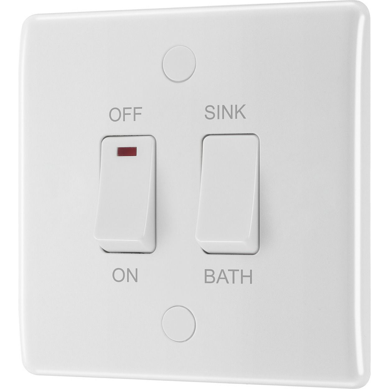White Nexus Moulded Immersion Heater Switch, 10AX, 2 Way + 20A DP with LED Indicator