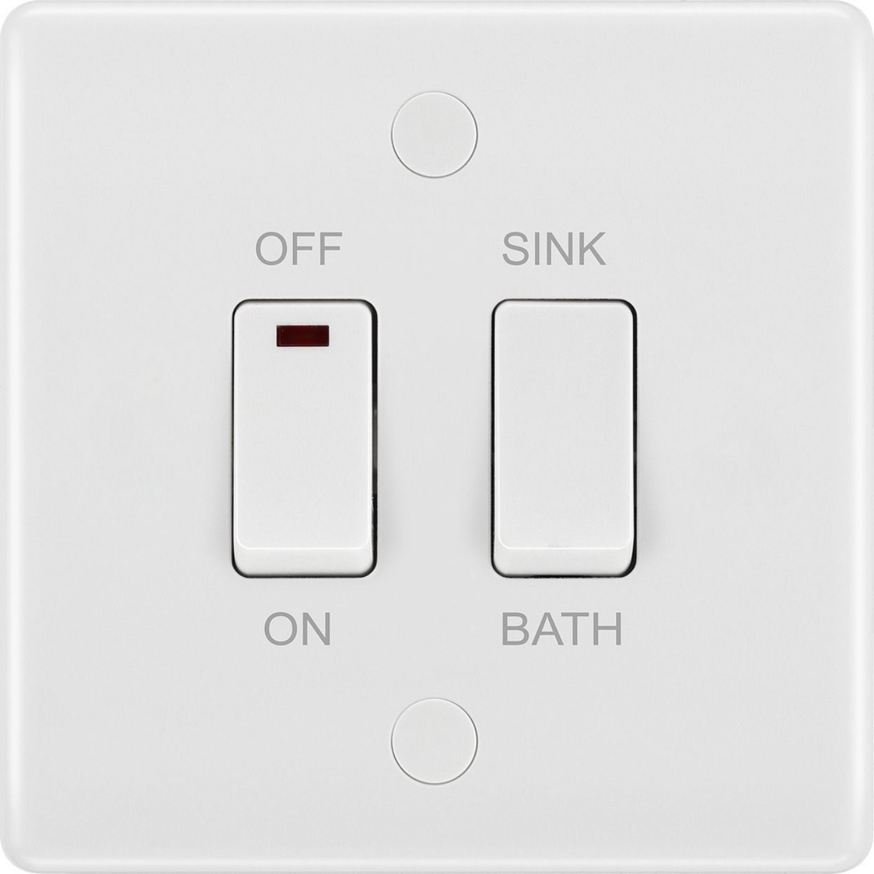 White Nexus Moulded Immersion Heater Switch, 10AX, 2 Way + 20A DP with LED Indicator