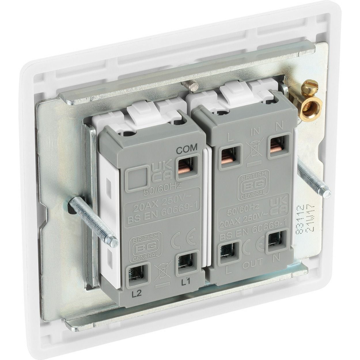 White Nexus Moulded Immersion Heater Switch, 10AX, 2 Way + 20A DP with LED Indicator