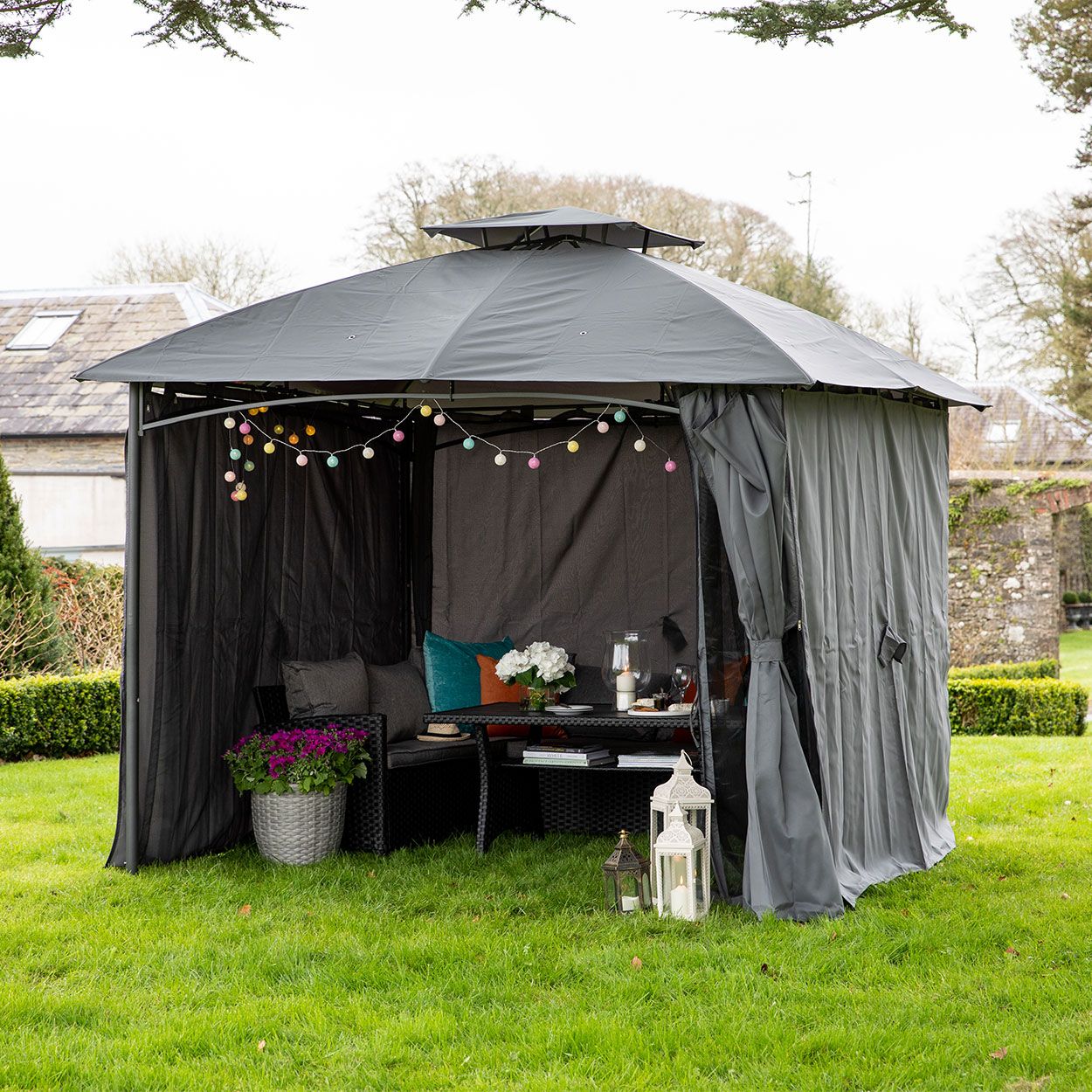 Grey Steel Gazebo 3m x 3m