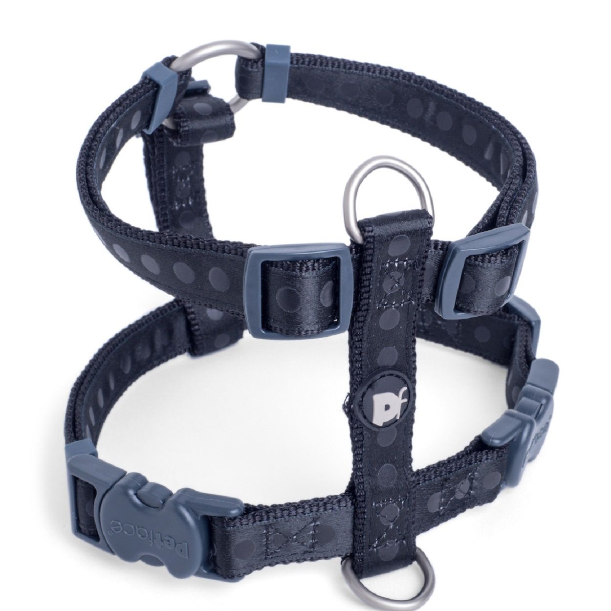 Black Tonal Dots Dog Harness Large