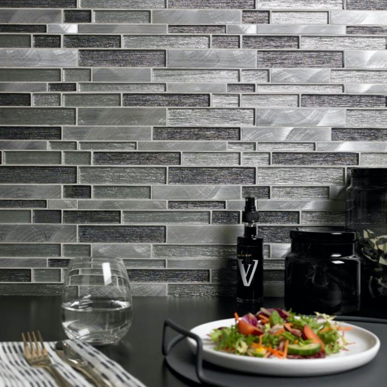 Ashby Grey Glass & Metal Mix Mosaic