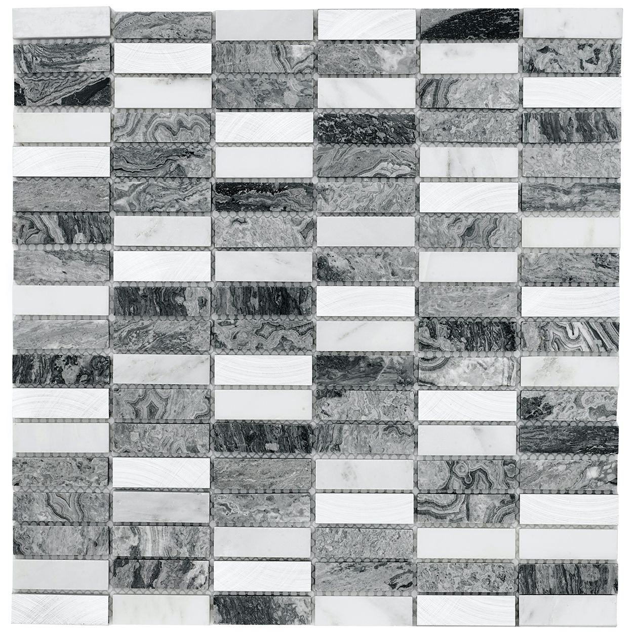 Creswell Grey Stone & Metal Mix Mosaic