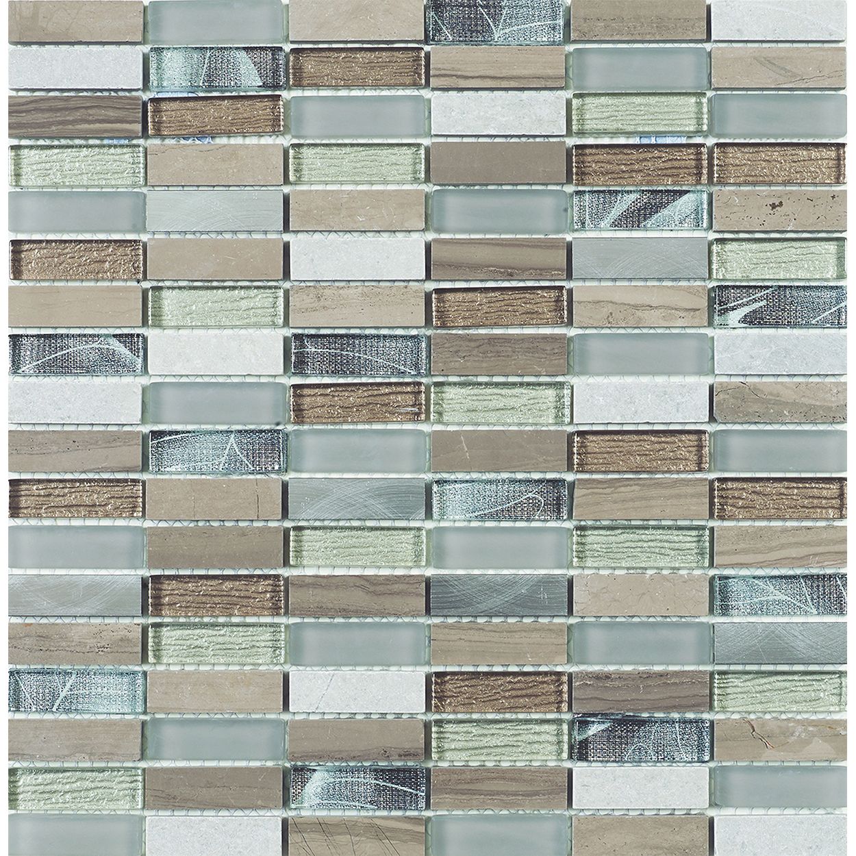 Heydon Beige Glass/ Stone/Metal Mix Mosaic
