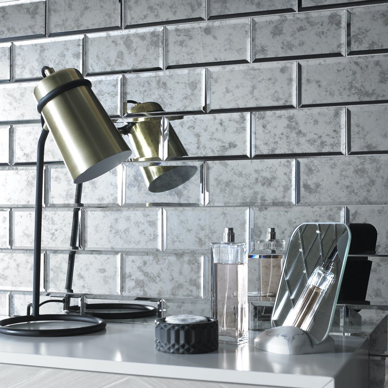 Lumiere Bevel Mirror Brick Mosaic