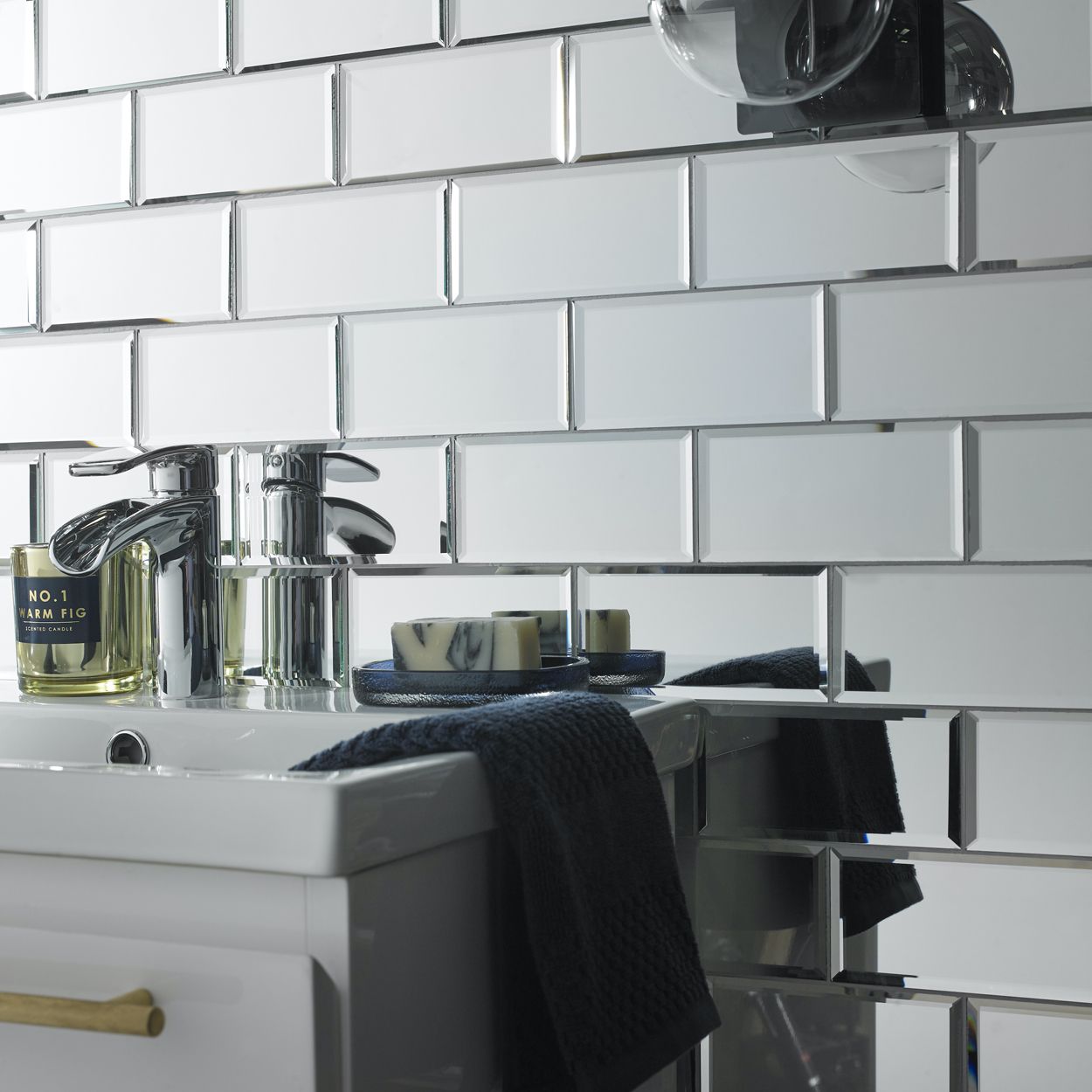Luminere Bevel Antique Mirror Brick Mosaic