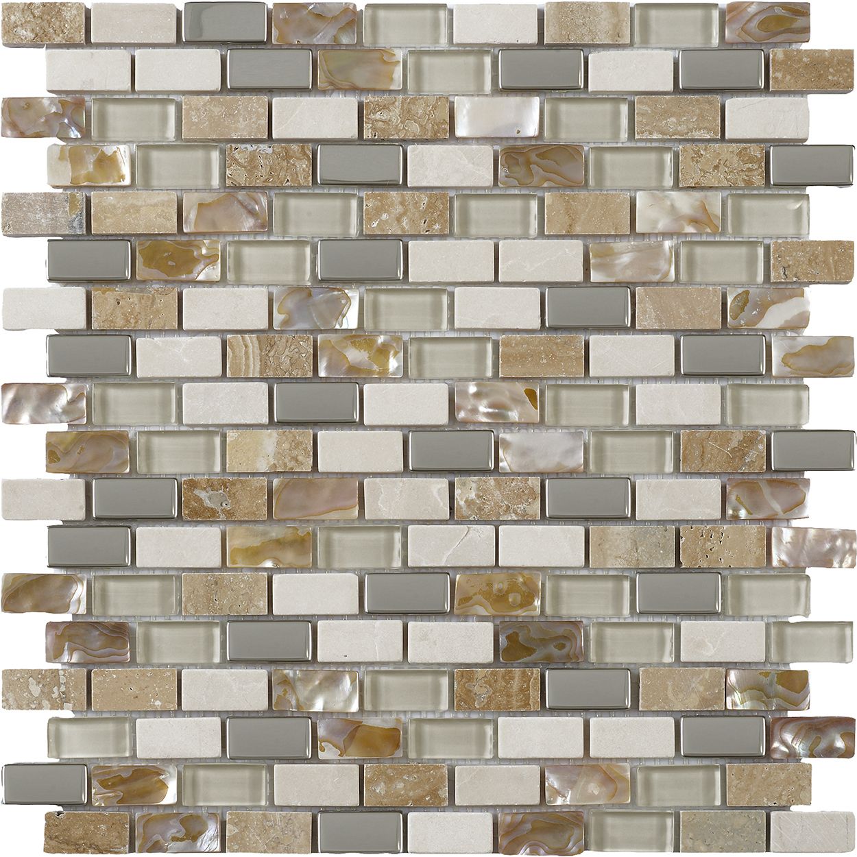 Cream Glass/Stone/Metal/Pearl Mix Mosaic