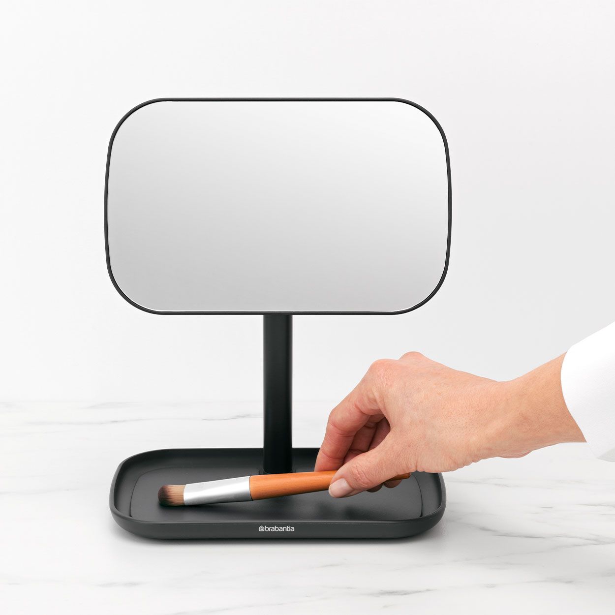 Brabantia ReNew Mirror with Storage Tray Dark Grey