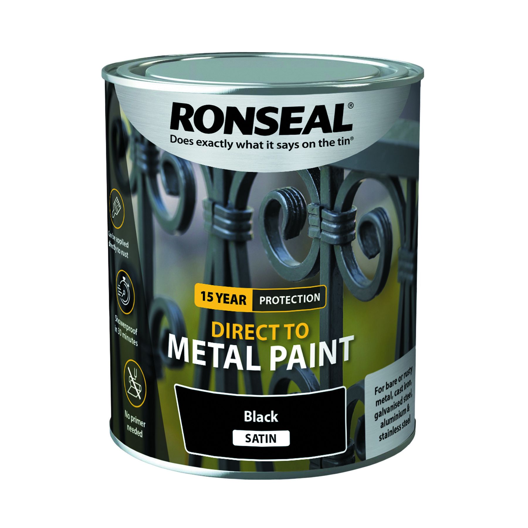 Ronseal Direct To Metal Black Satin 750Ml