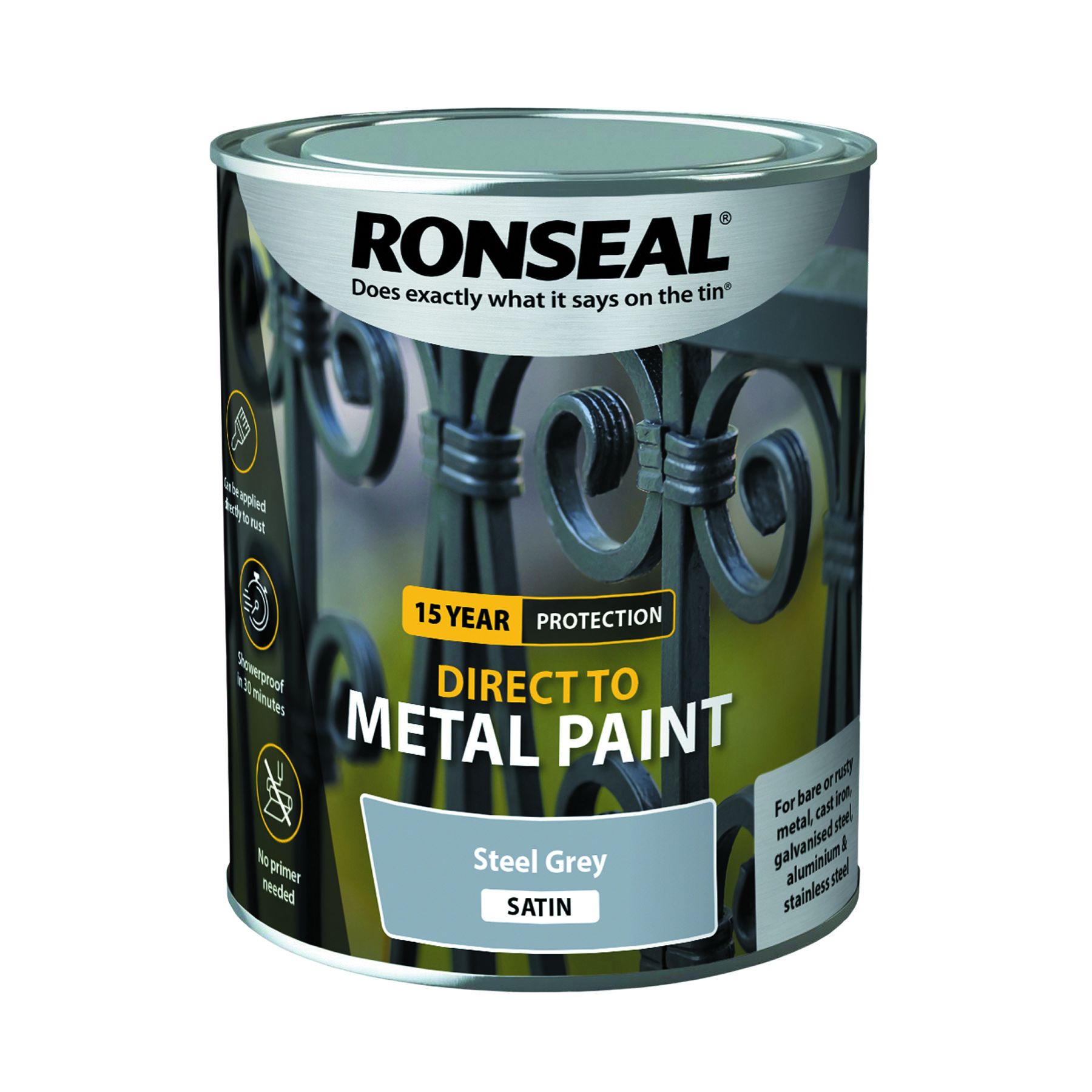 Ronseal Direct To Metal Steel Grey Satin 750Ml