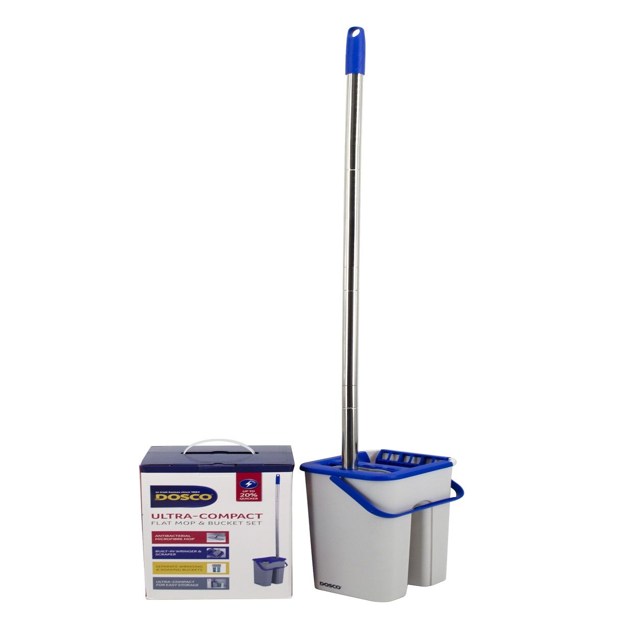 Dosco Ultra Compact Flat Mop And Bucket Set With Wringer