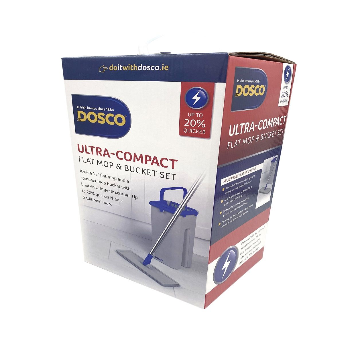 Dosco Ultra Compact Flat Mop And Bucket Set With Wringer