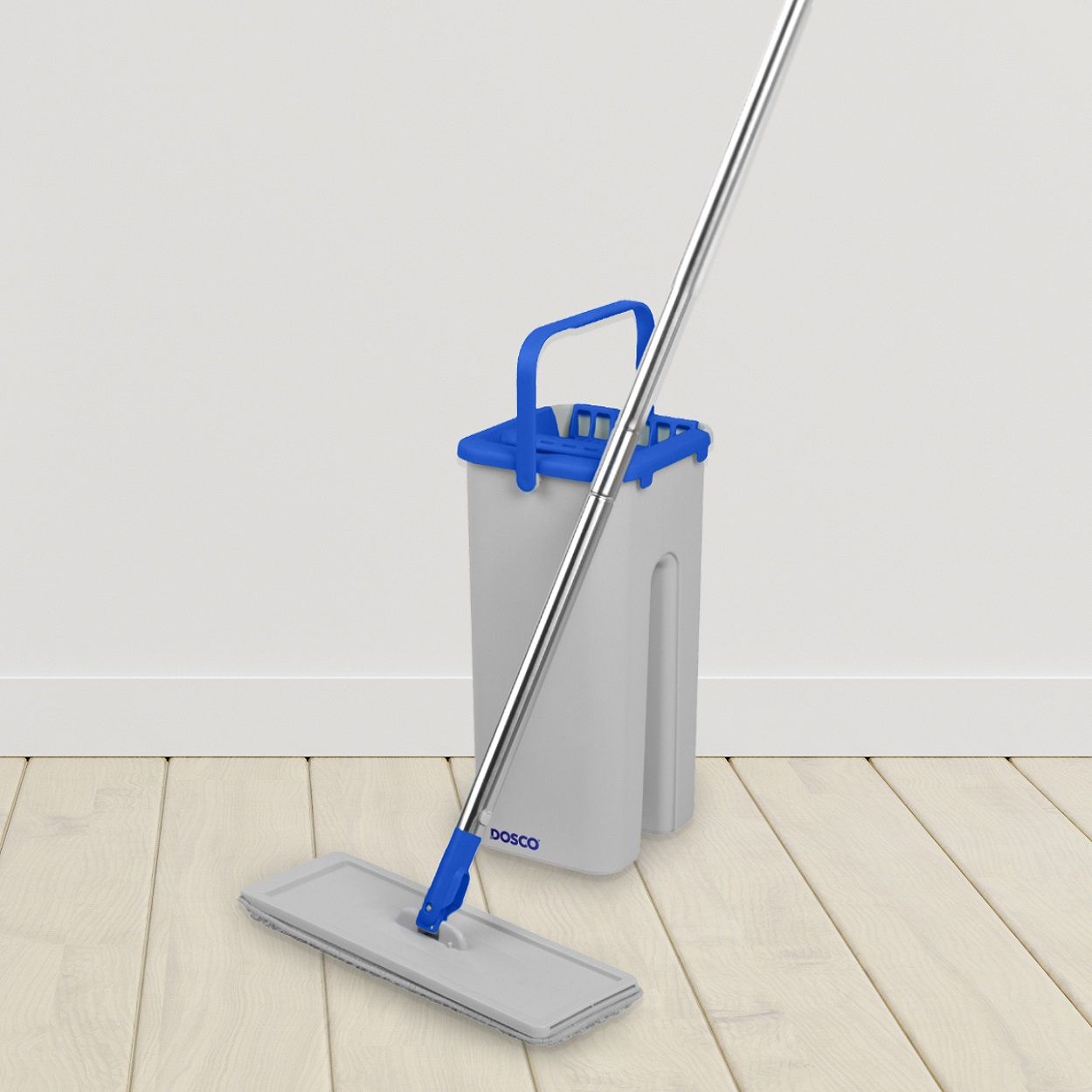 Dosco Ultra Compact Flat Mop And Bucket Set With Wringer