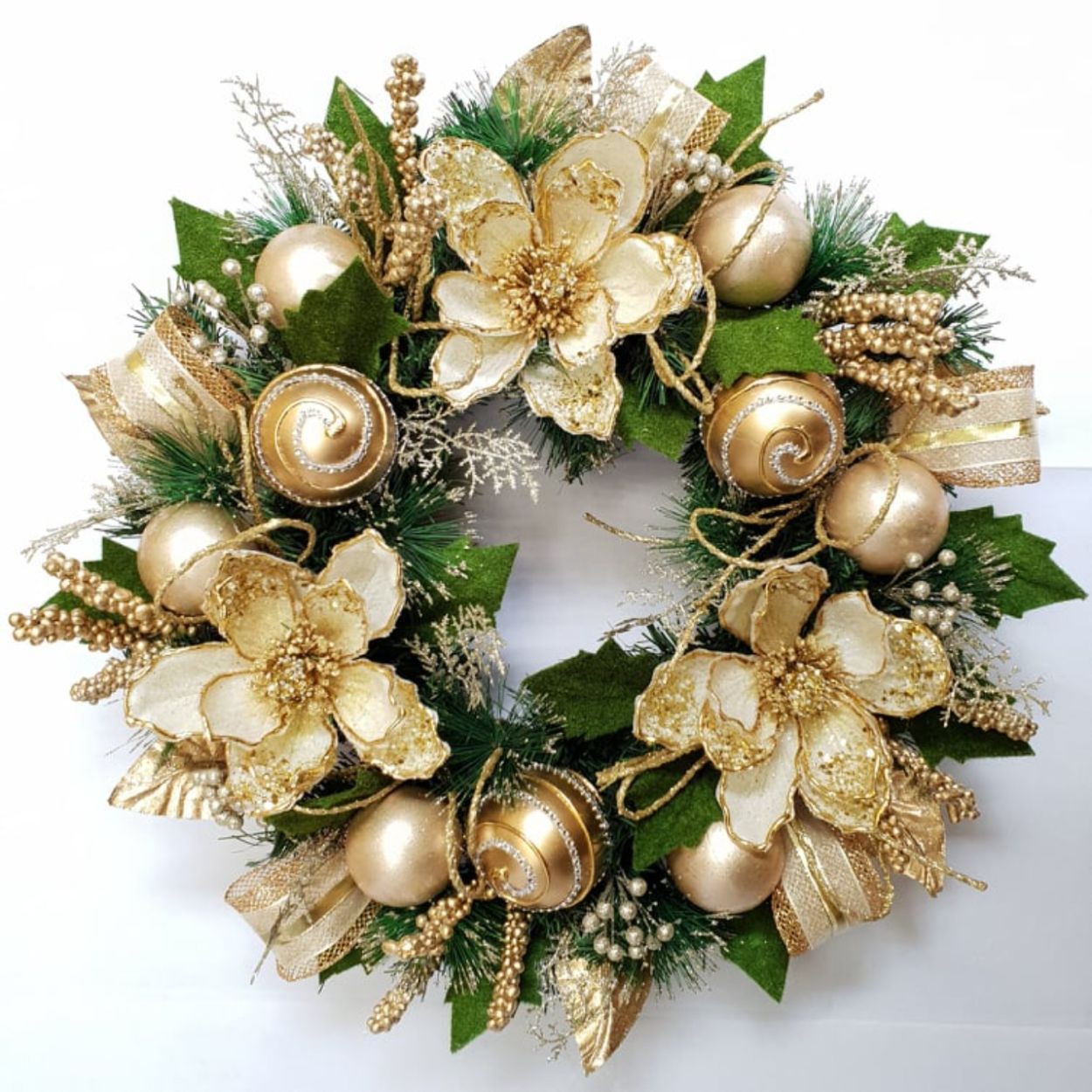 Cream & Gold Wreath 54Cm
