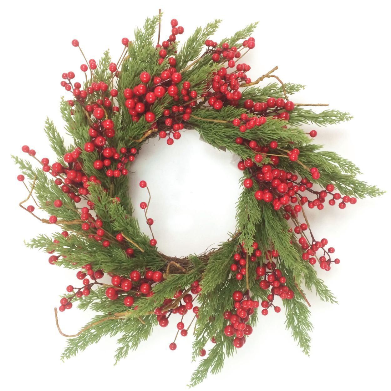 Red Berry And Spruce Wreath 55cm