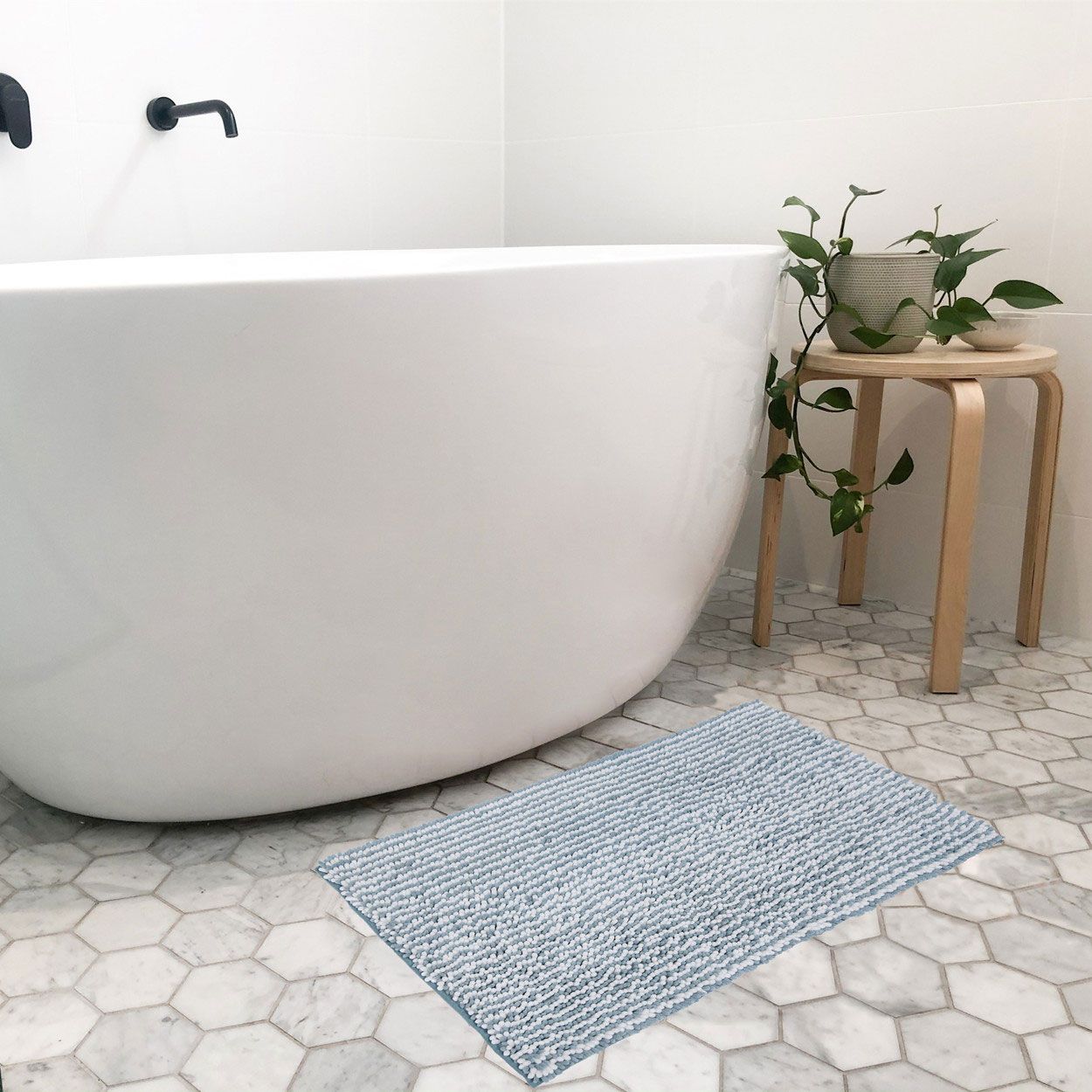 Chenille Two Toned Muted Green Bath Mat