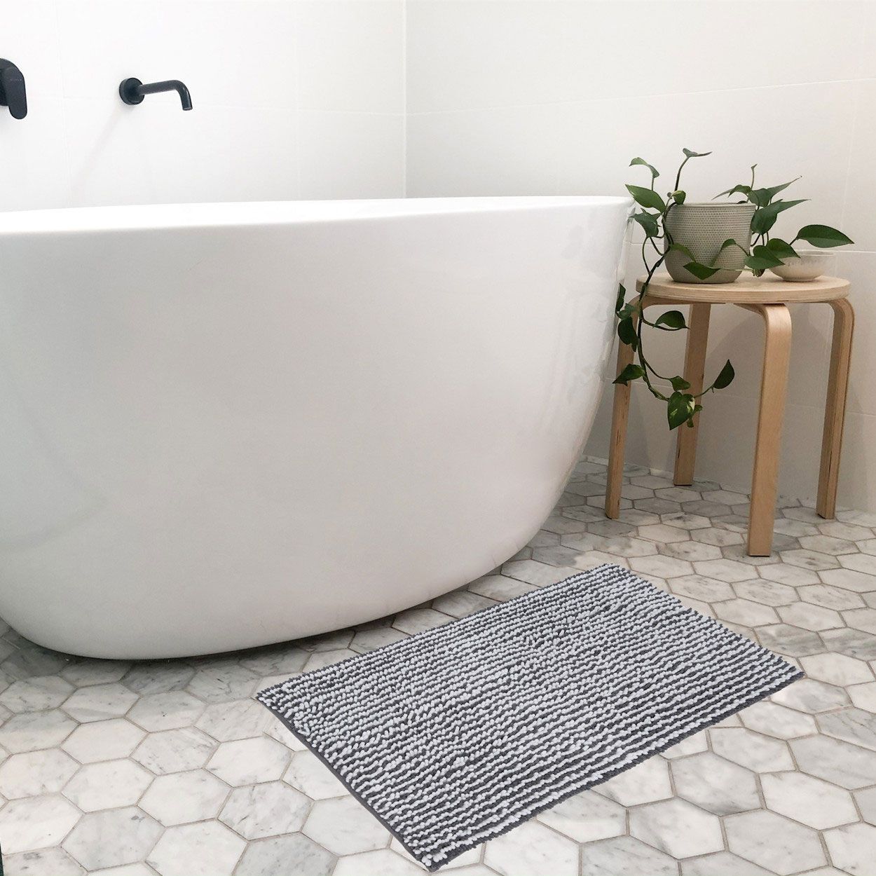 Chenille Two Toned Dark Grey Bath Mat