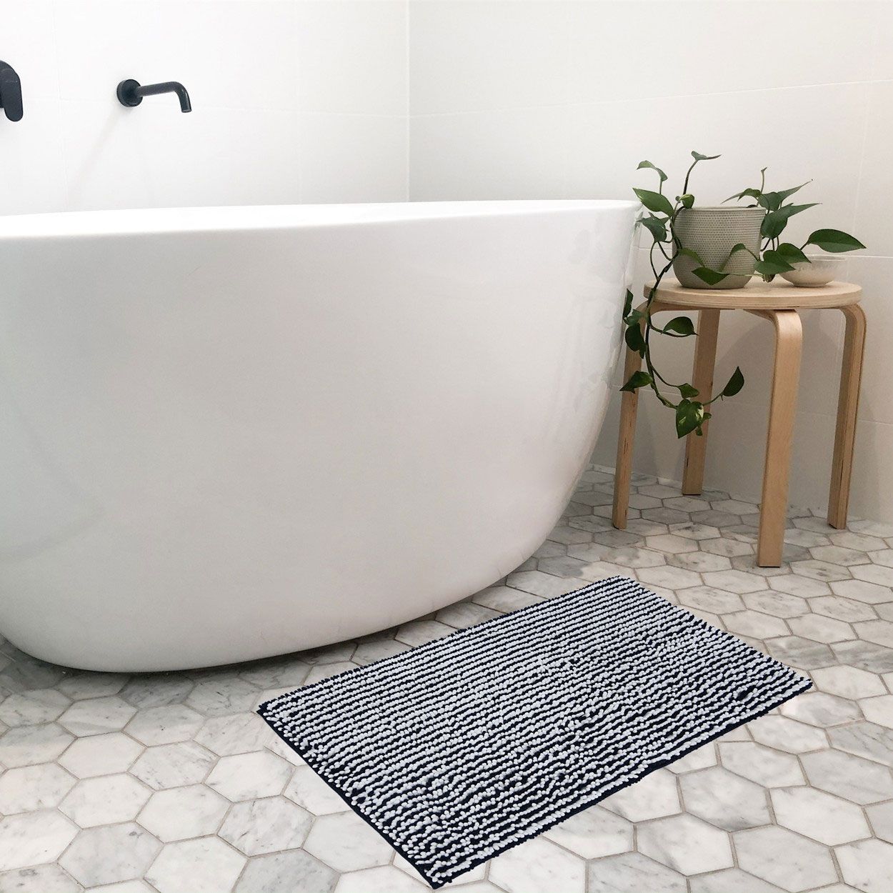 Chenille Two Toned Deep Blue Bath Mat