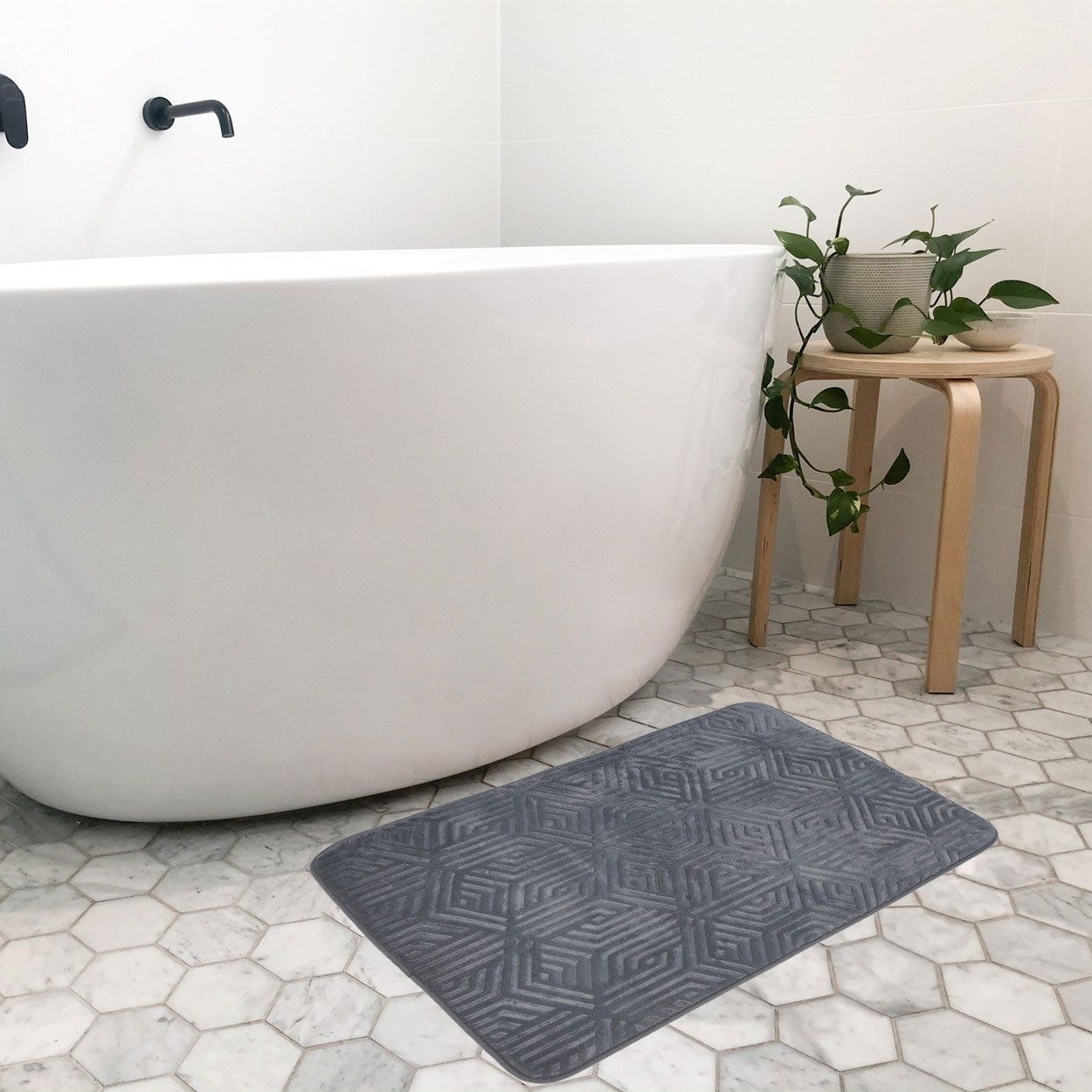 Embossed Dark Grey Bath Mat