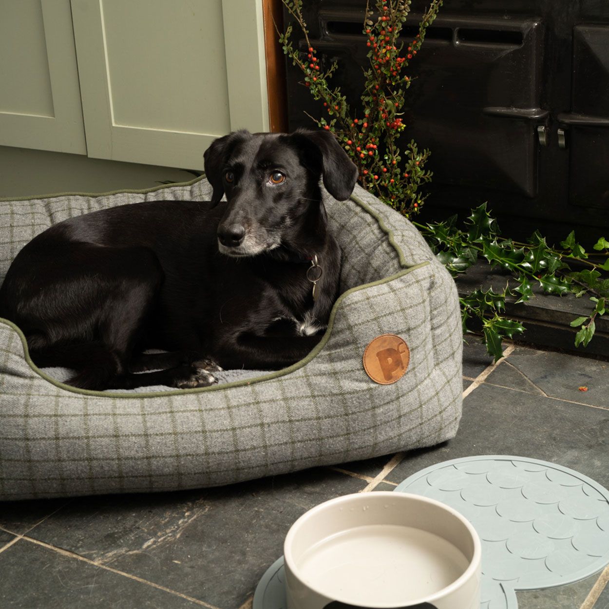 Medium Moss Green Square Bed