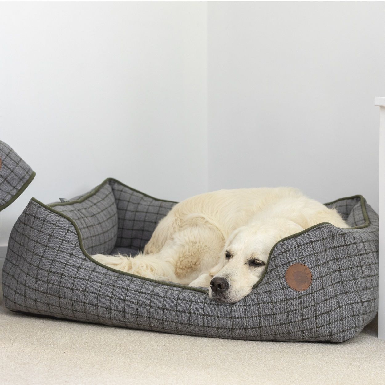 Large Moss Green Square Bed