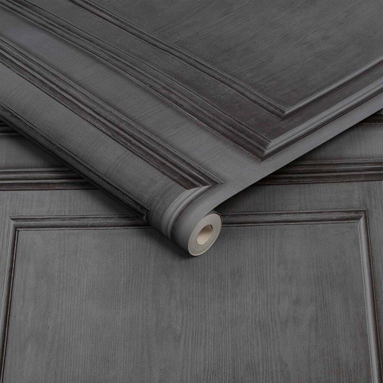 Wood Panelling Grey Wallpaper
