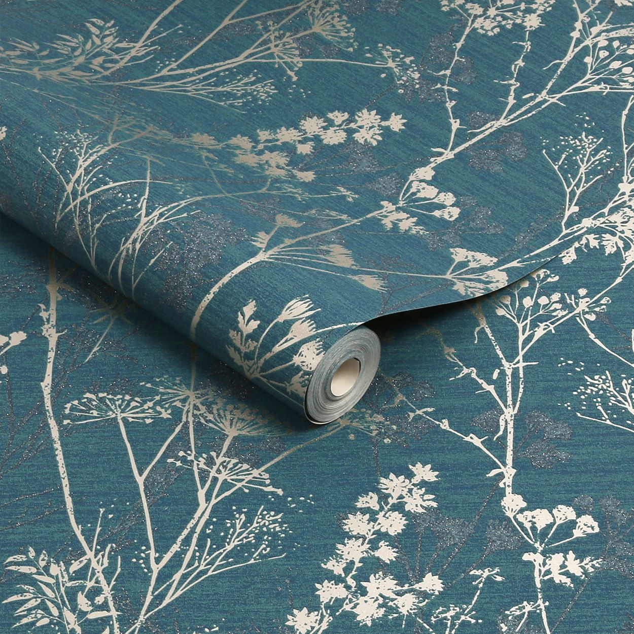 Hedgerow Teal Wallpaper