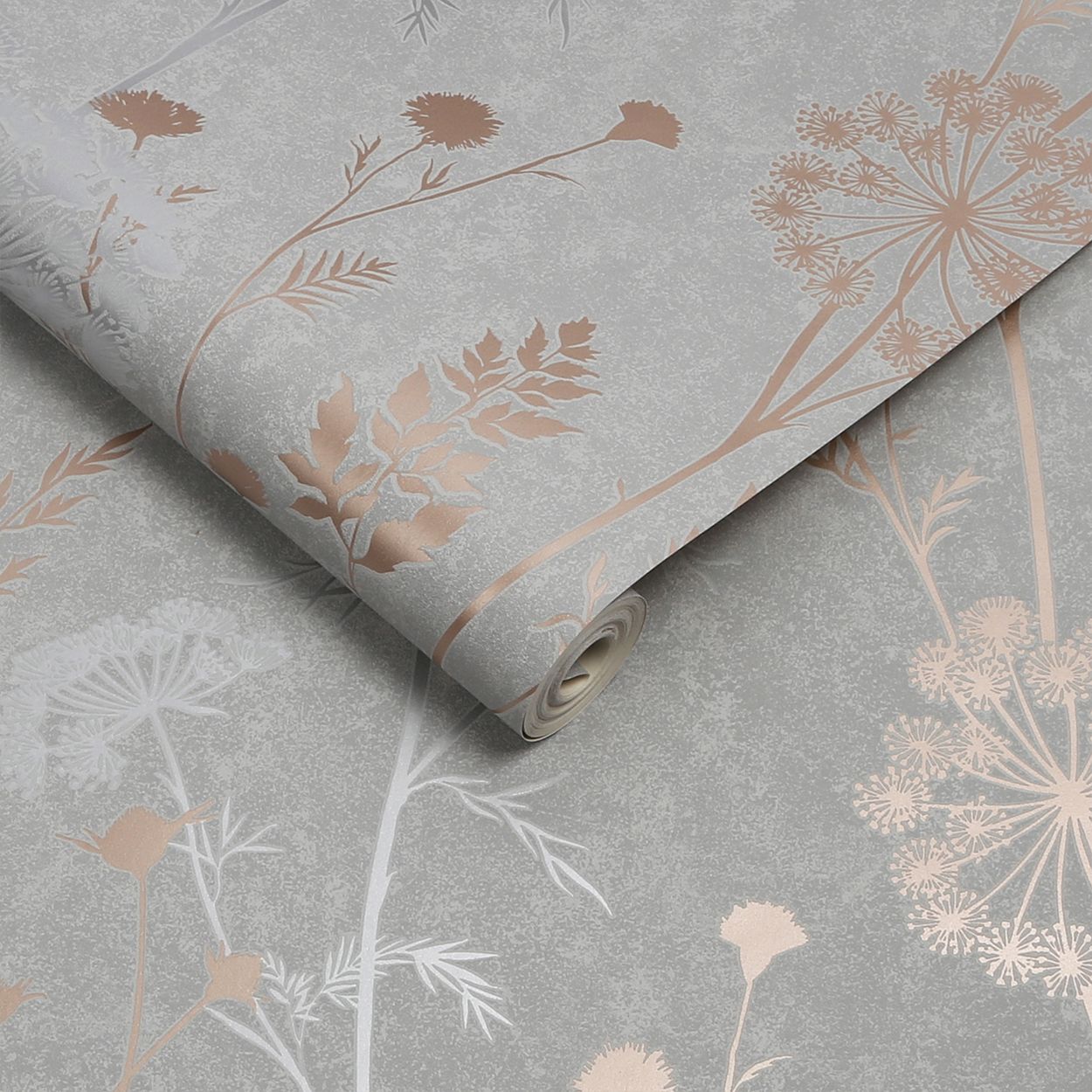 Cow Parsely Grey Rose Gold Wallpaper