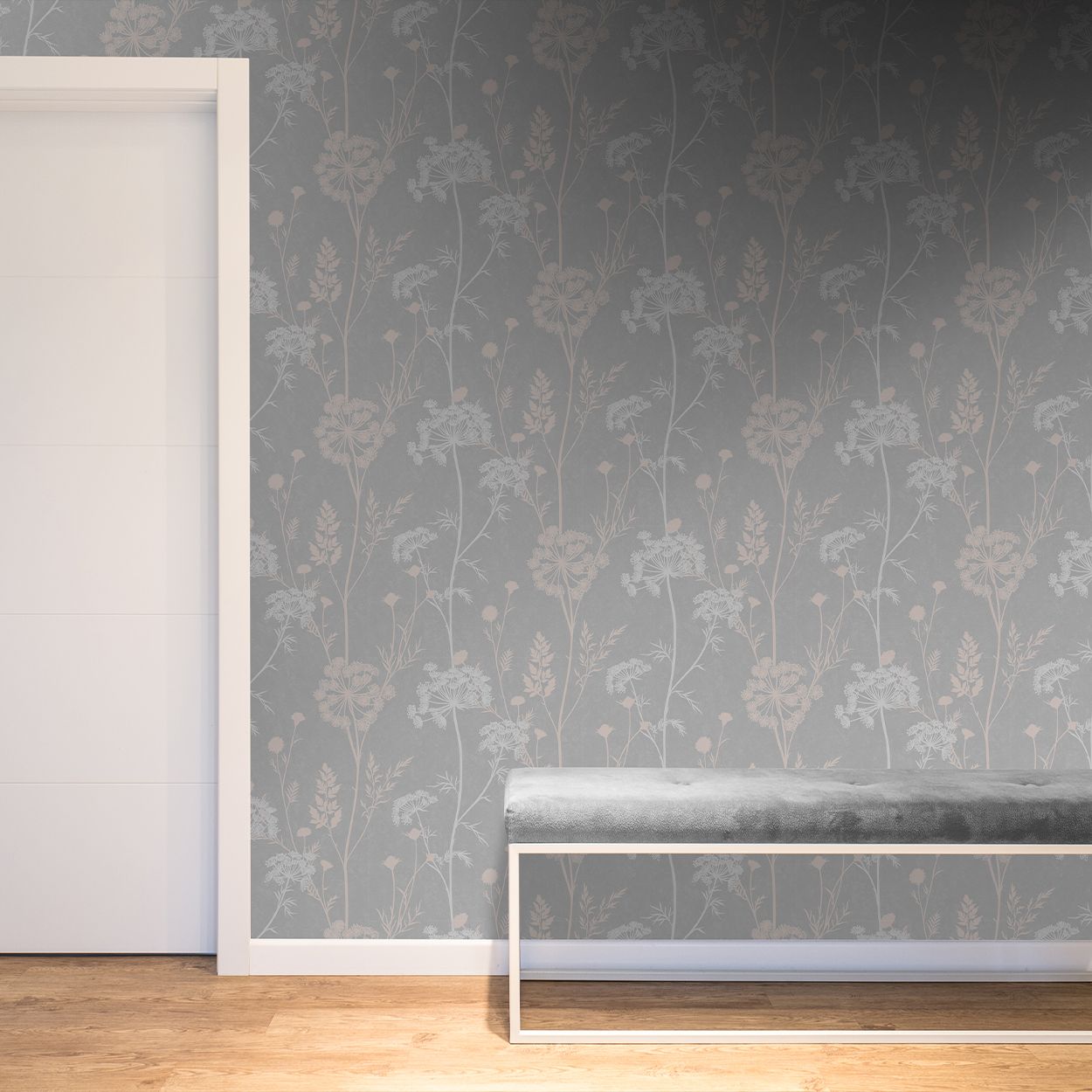 Cow Parsely Grey Rose Gold Wallpaper