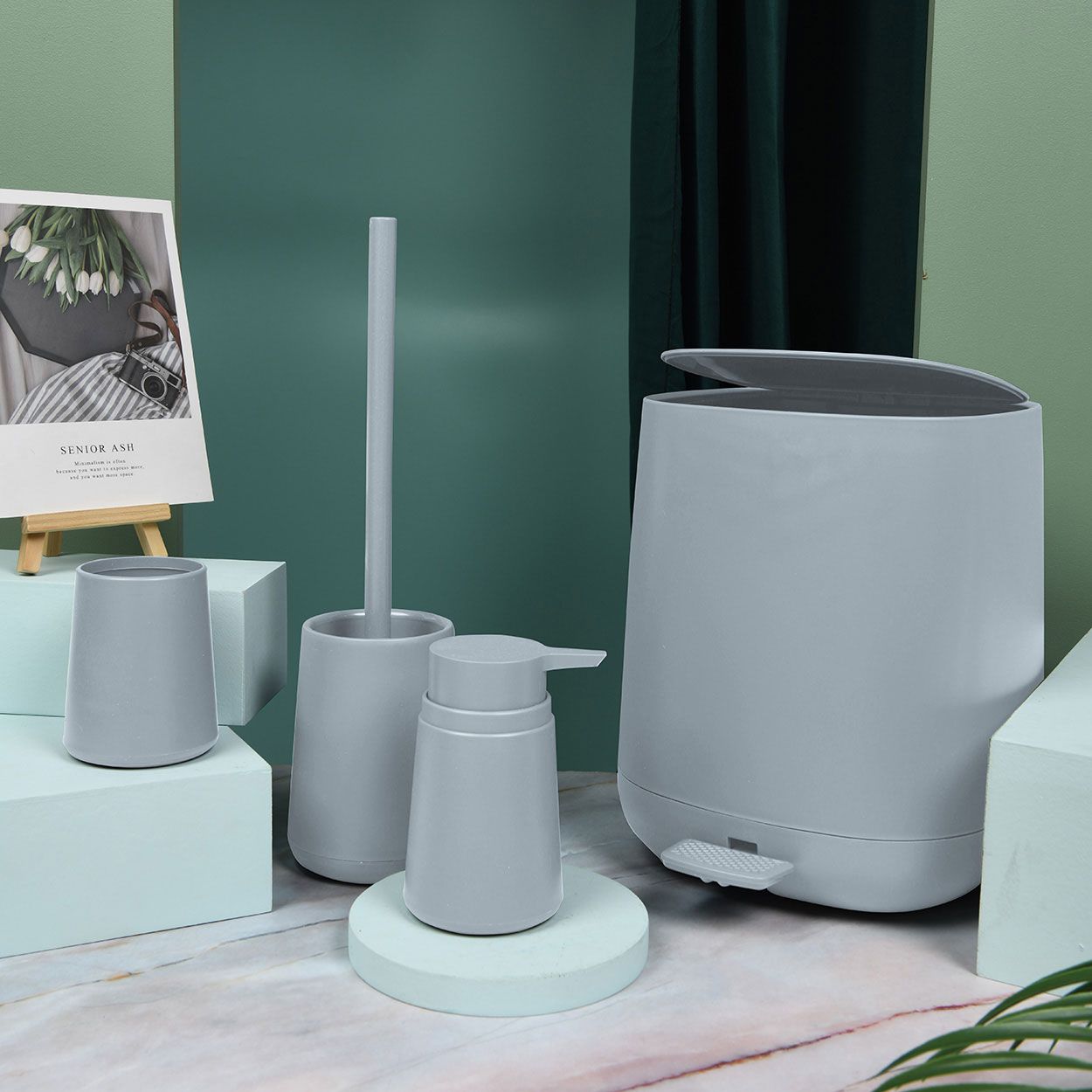 Toilet Brush & Holder Grey