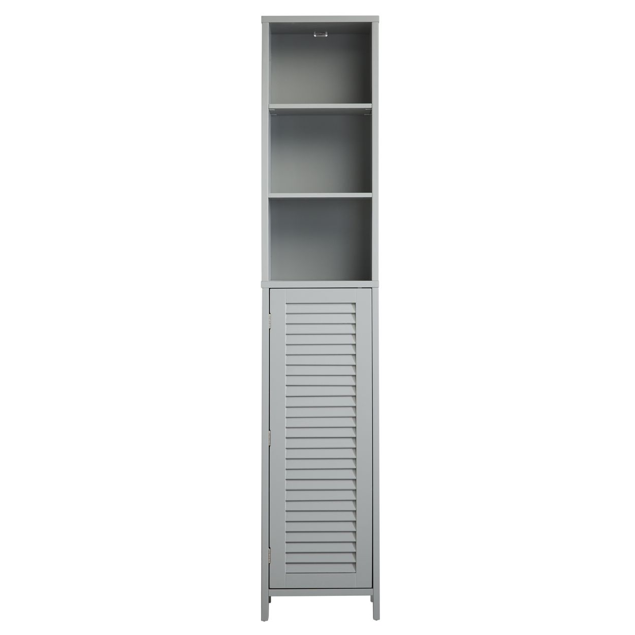 Eddie Louvre Tallboy Cabinet Grey