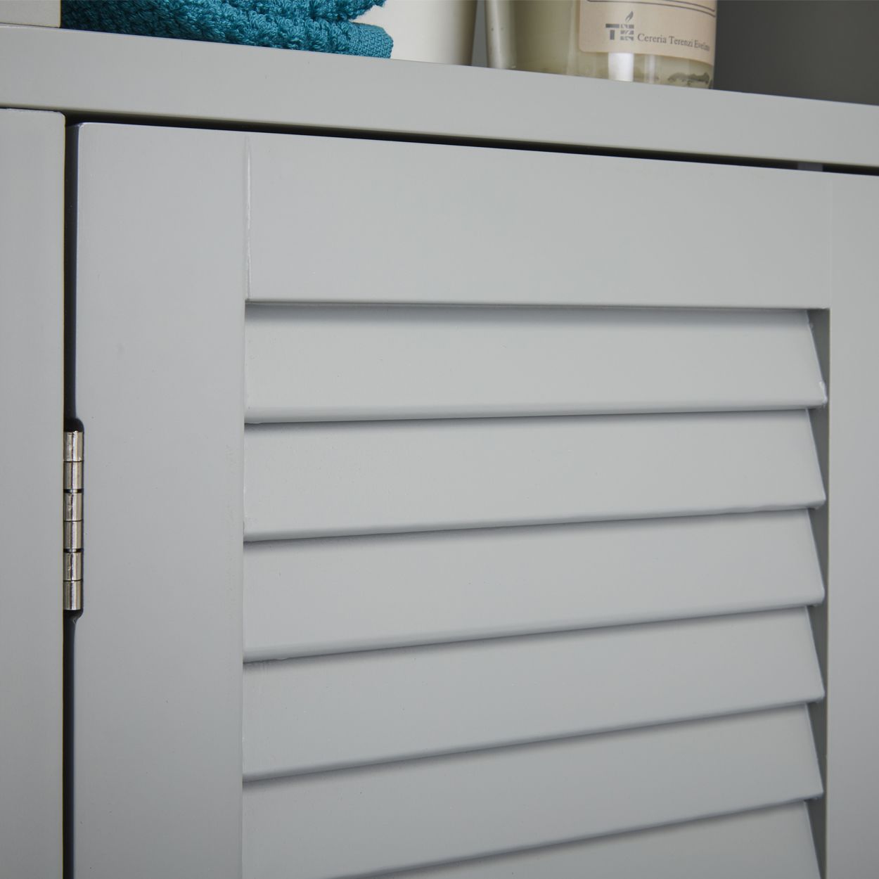 Eddie Louvre Tallboy Cabinet Grey