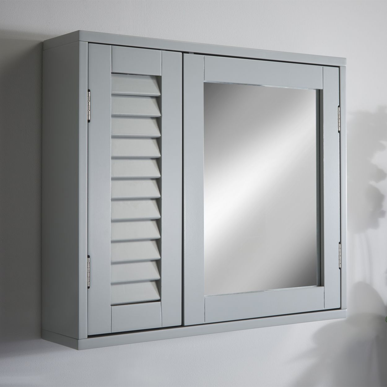 Eddie Louvre Mirrored Bathroom Cabinet Grey