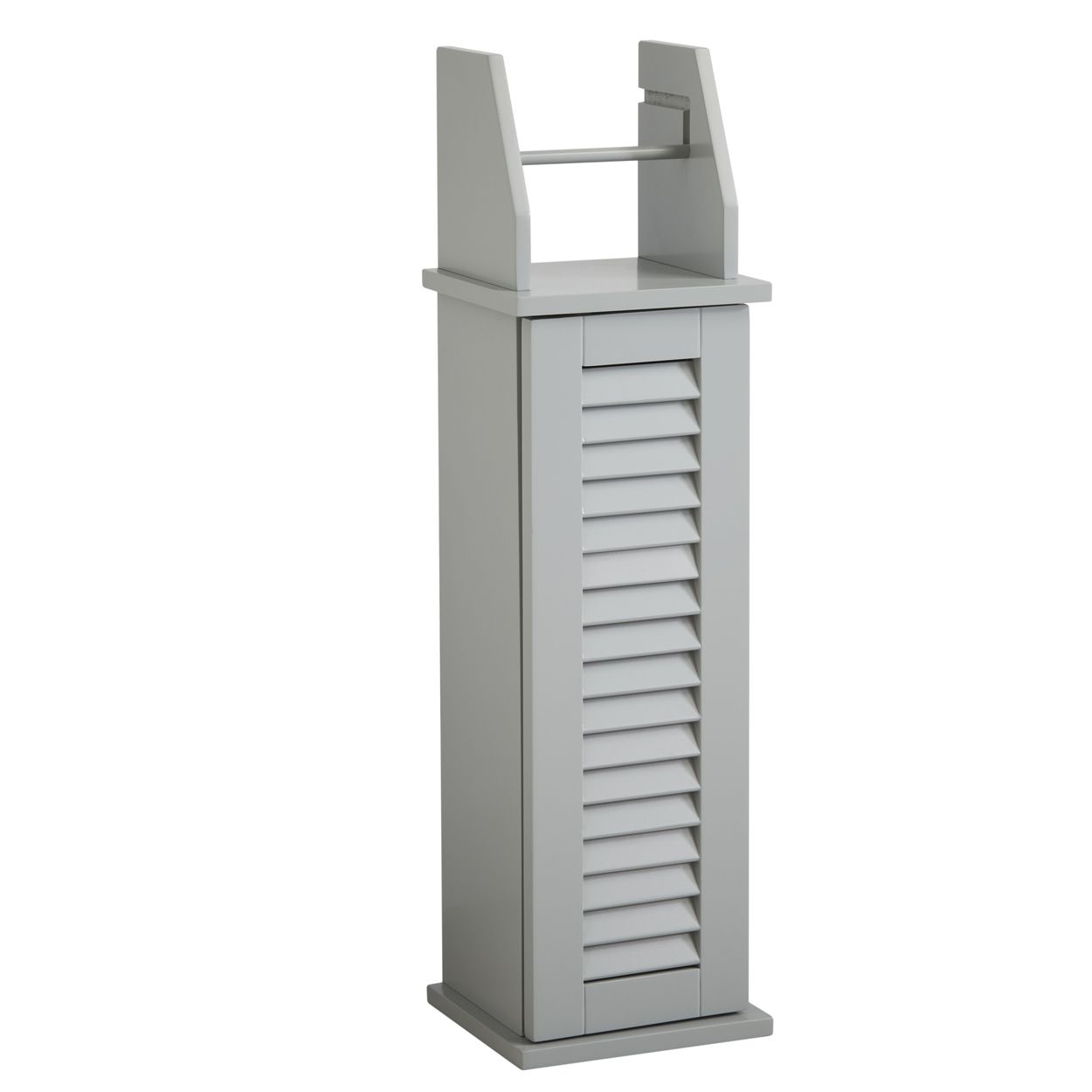 Eddie Louvre Toilet Roll Holder & Storage Grey