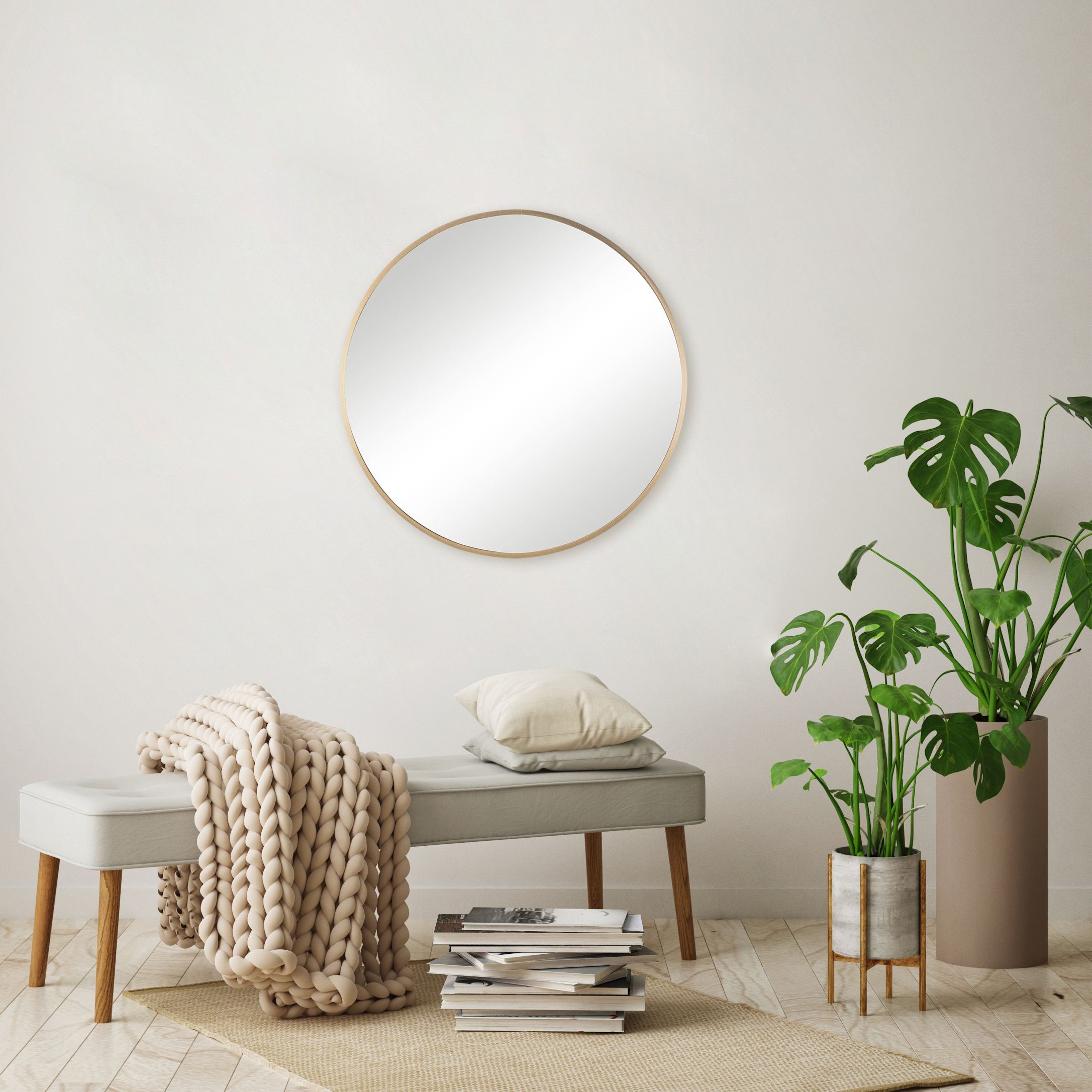 Brass Round Mirror 50cm