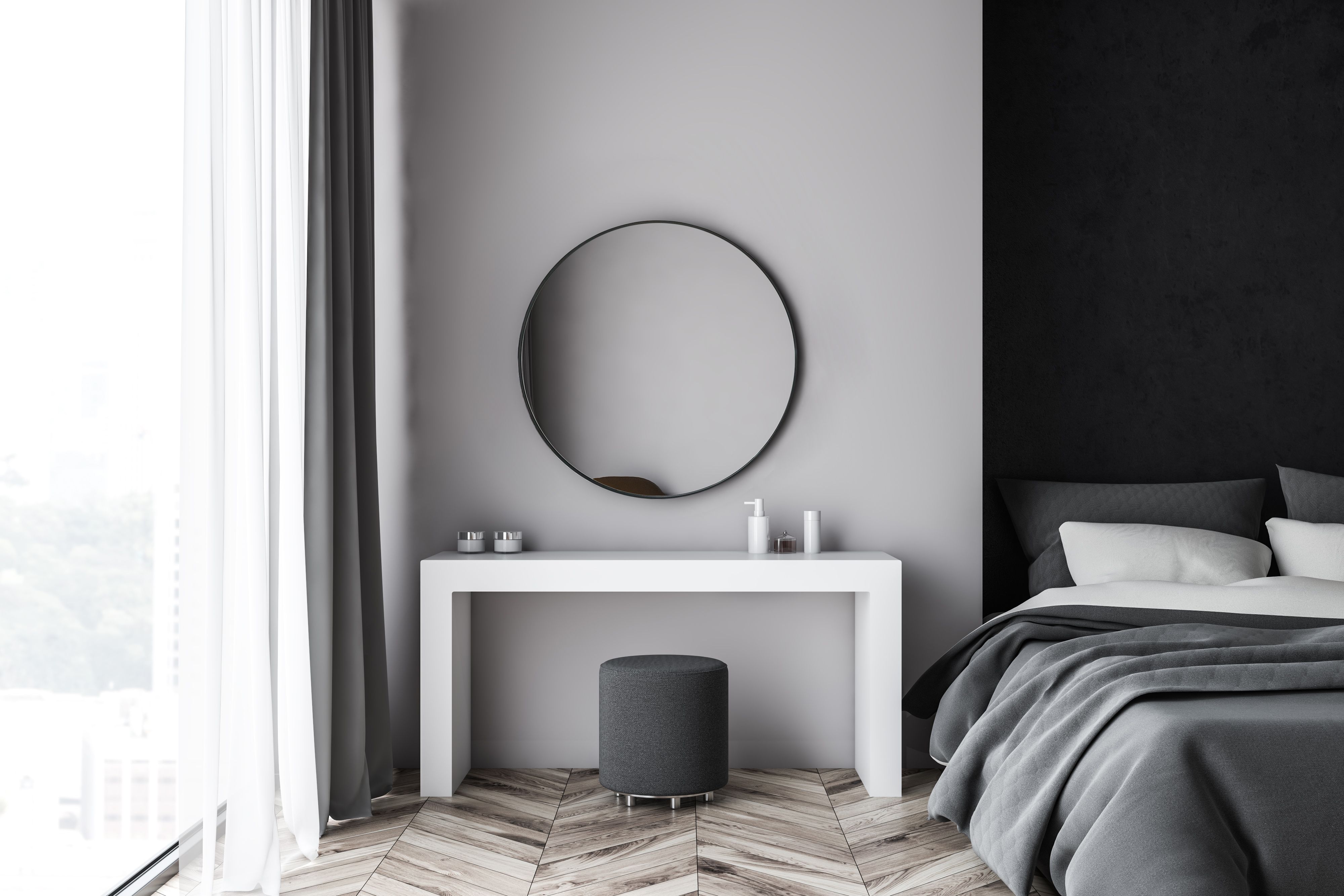 Black Round Mirror 80cm