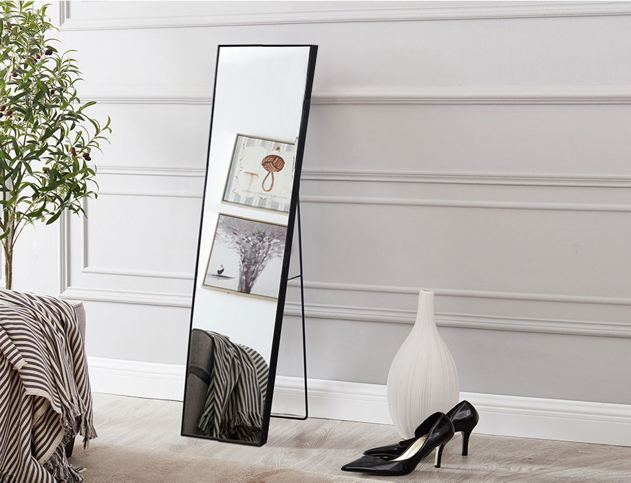Wall Or Freestanding Mirror Black 35cm x 150cm