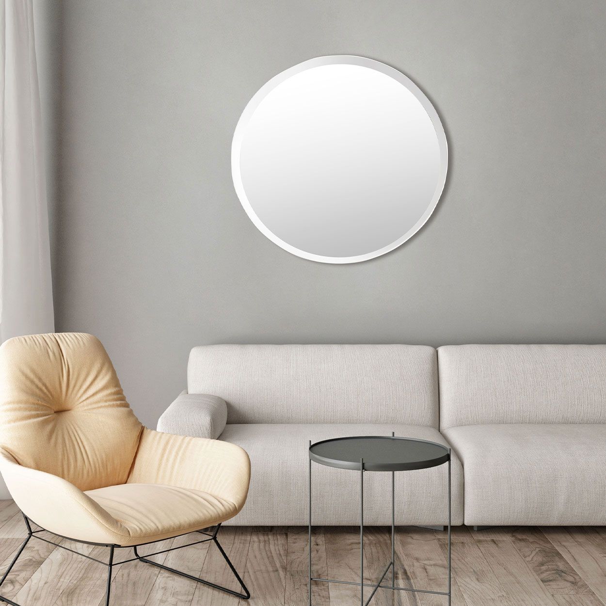White Circle Mirror 51cm