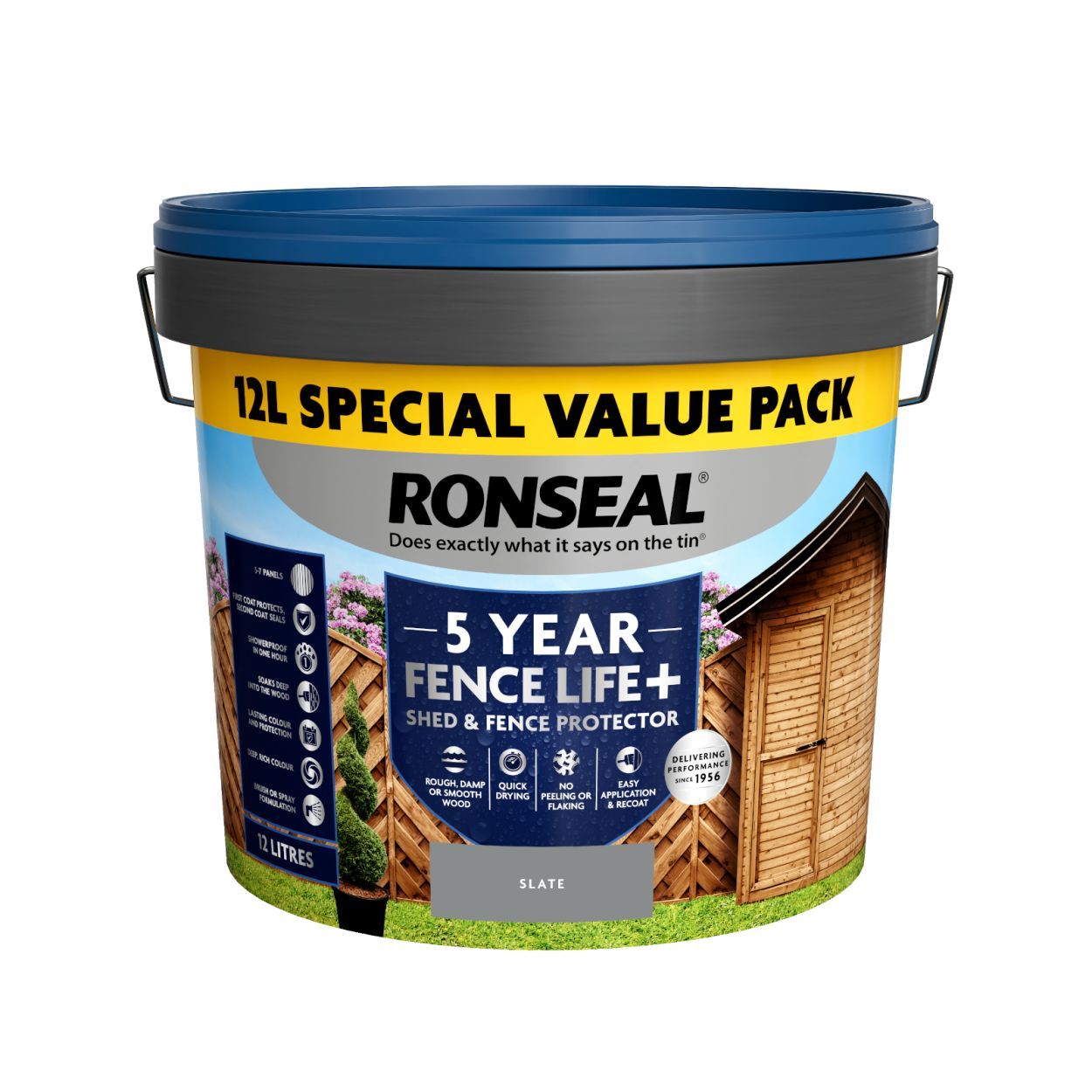 Ronseal 5 Year Fence Life Plus Shed & Fence Protector Slate 12L