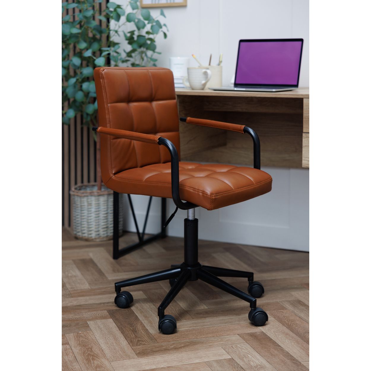 Ella Faux Leather Office Chair Tan