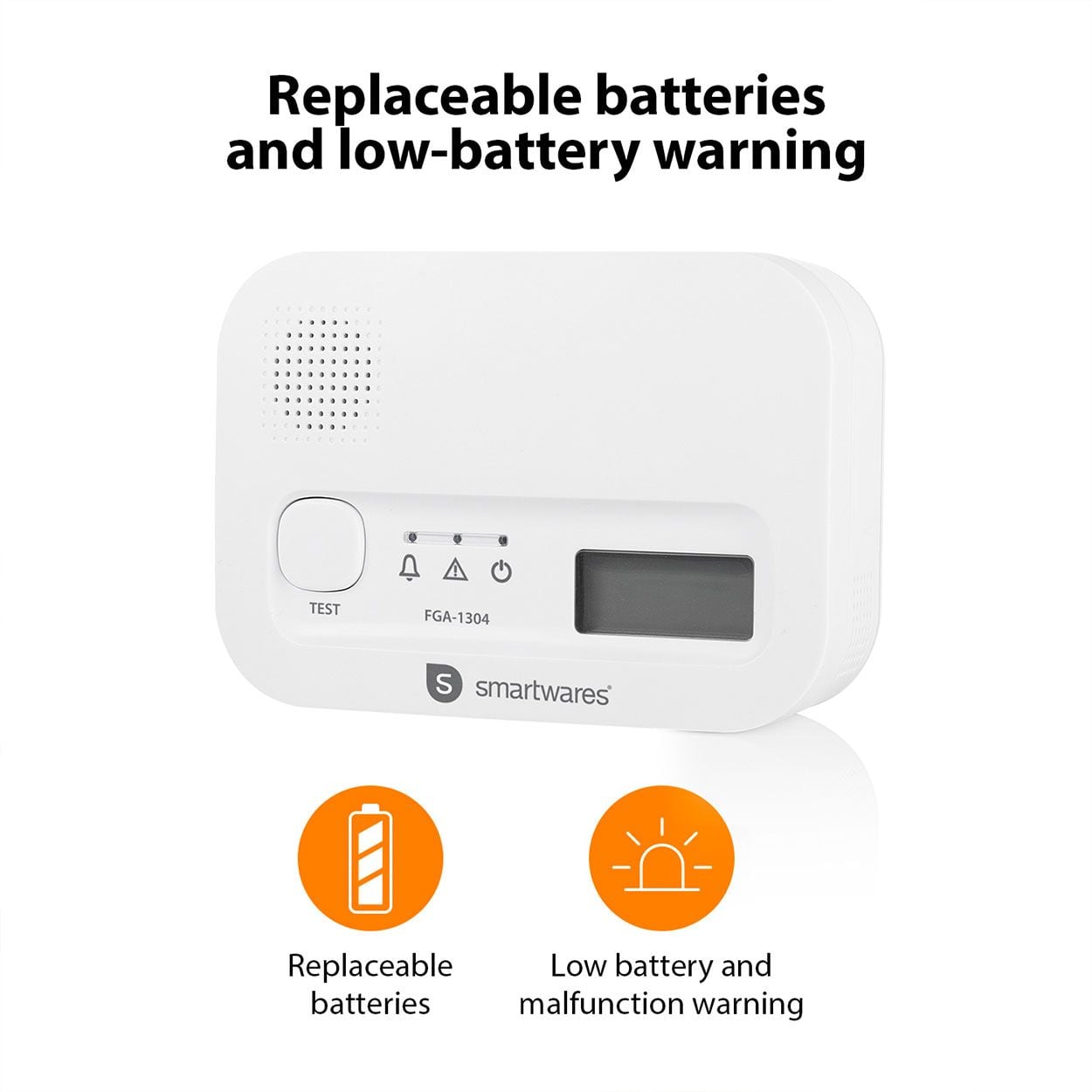 Smartwares FGA-13041 Carbon Monoxide Detector, 10 Year Sensor, Display, Batteries included